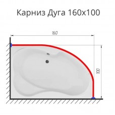 Карниз для ванны Дуга 160х100