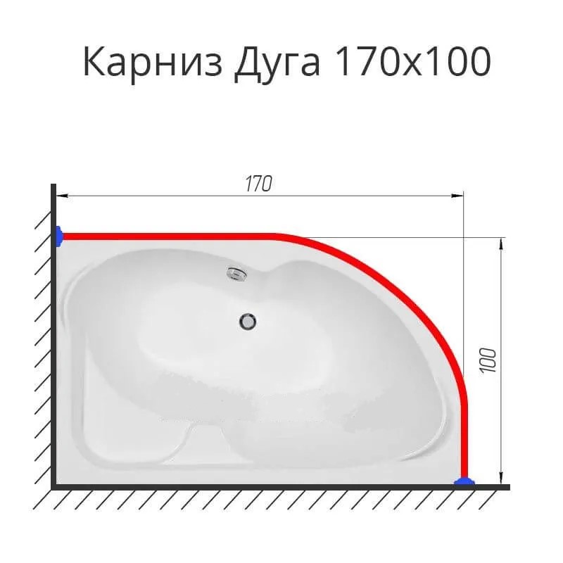 Карниз для ванной дуга 170