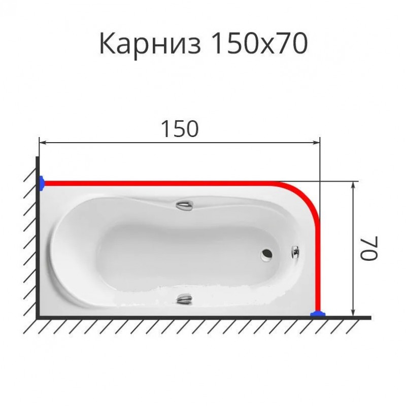 Карниз для ванной 150х70