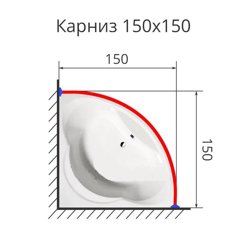 Карниз для ванны 150х150