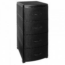 Комод плетенный 4-х секционный Ротанг (черный)