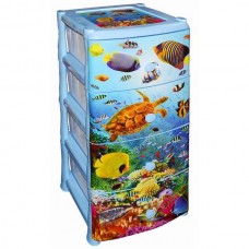 Комод пластиковый 4-х секционный с декором Океан