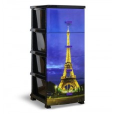 Комод пластиковый 4-х секционный с декором Париж Комод пластиковый 4-х секционный с декором Париж